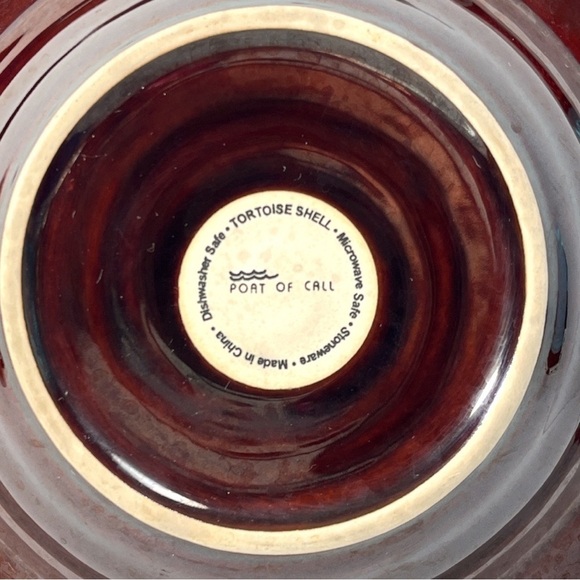 One Sakura Port of‎ Call Tortoise Shell Stoneware Bowl 9 1/2" Brown Beige 1 Only - Picture 5 of 5